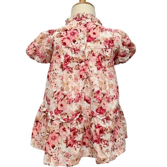 Janie and Jack Girls The Olivia Floral Smocked Short Sleeve Dress. 12-18 Months - Picture 6 of 11